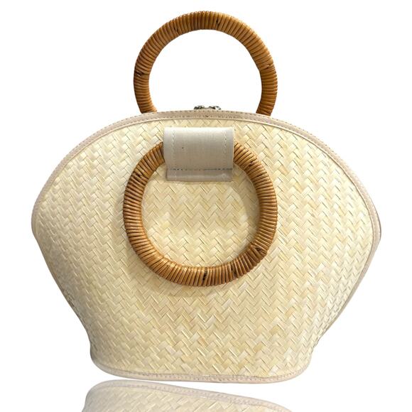 Vintage ECO- Friendly Woven Artisan Painted Eagle Grass Vietnamese Hand Bag - Picture 4 of 9